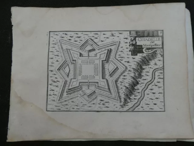 GRAVURE tassin in-8 XVIIe (vers 1630) : citadelle montpellier