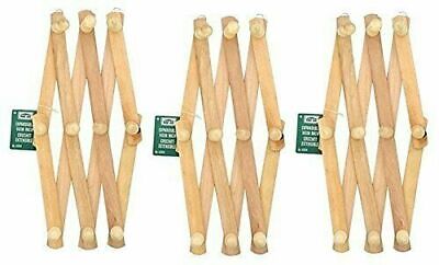 Lot Of 3 - Home-Aide Expandable Hook Wood Wall Peg Rack - Wooden Expanding Accor