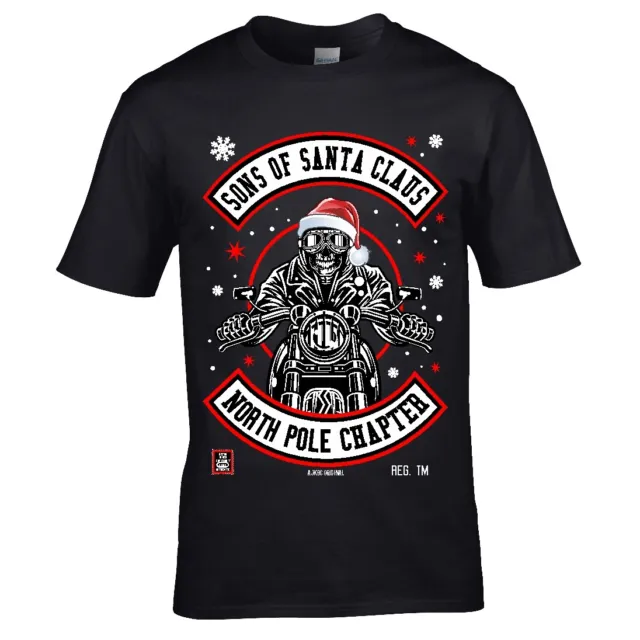 T-shirt uomo divertente Christmas Sons Of Santa Clause Biker Club scherzo regalo di Natale