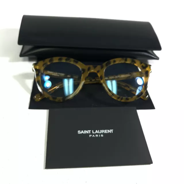 Saint Laurent SL105 006 Eyeglasses Frames Black Yellow Leopard Print 48-24-140 2