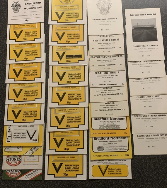 33 x OFFICIAL CASTLEFORD TIGERS HOME MATCH DAY PROGRAMMES  1971 - 1985 Seasons