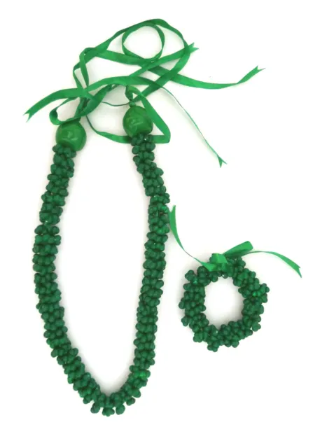 Hawaiian Popcorn Shell Choker Lei - Green