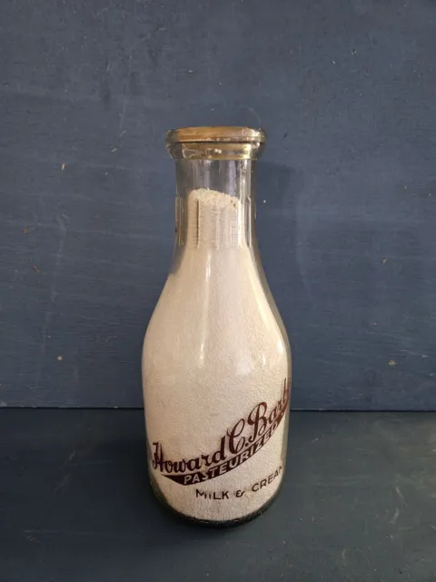 Vintage Pyro Quart Milk Bottle Howard Barber Providence Rhode Island Ri