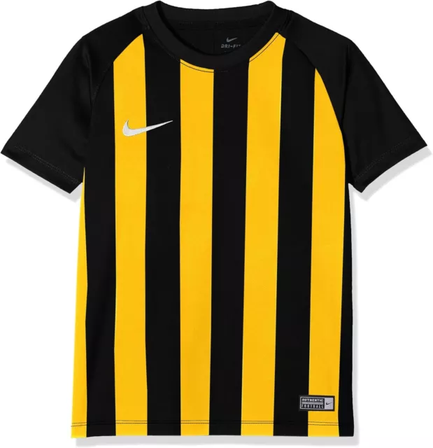 Maglia Nike Bambini Striped Segment III Calcio Shirt, Nero/Oro, 12-13