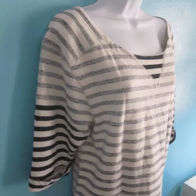 Marc by Marc Jacobs Womens Size M Juniper Stripe Terry Pullover Top Blue & Cream