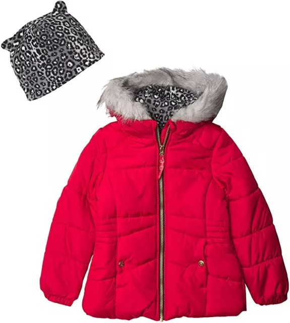 Jessica Simpson Girls' Expedition Parka, Red/Hat, size 4