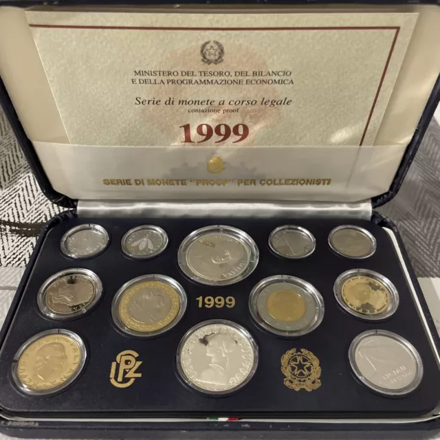 Italia  1999 Serie Divisionale - Proof 1999Fs -11 Valori  Con 2 In Argento Rara