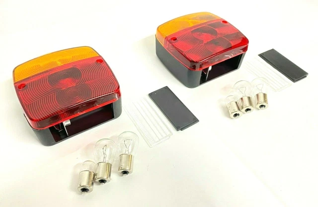 COPPIA FANALI POSTERIORI Per Rimorchio Trattore Caravan Carrello Con Lampadine EUR 25,00 - Foto 10