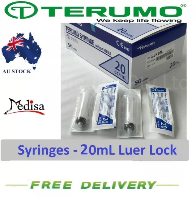 50pcs/box, 20mL Disposable Terumo Syringes Luer Lock Hypodermic without Needle