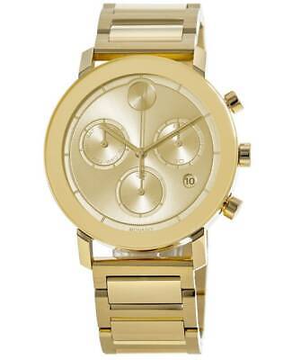 New Movado Bold Chronograph Gold Dial Gold Tone Stainless Men's Watch 3600682
