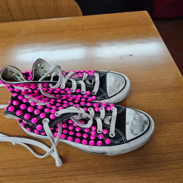 SCARPE CONVERSE ALL star donna 38 con borchiette rosa colore nero EUR 25 00 PicClick IT