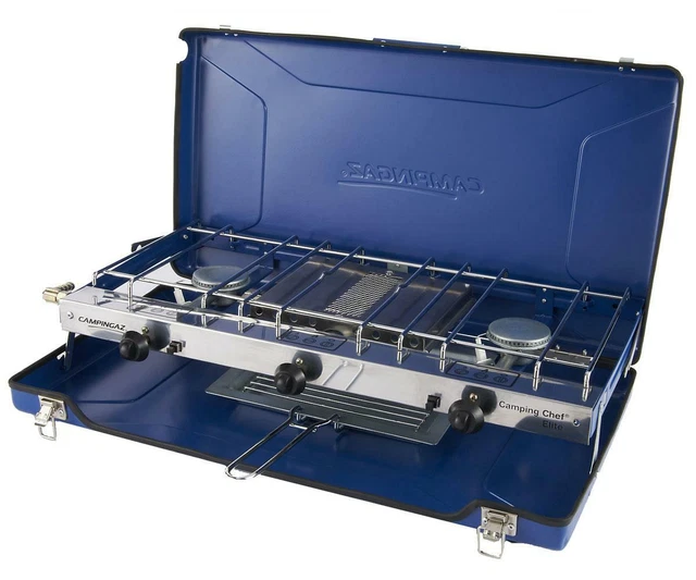 CAMPINGAZ CAMPING CHEF Folding Double Burner Stove Cooker With Grill