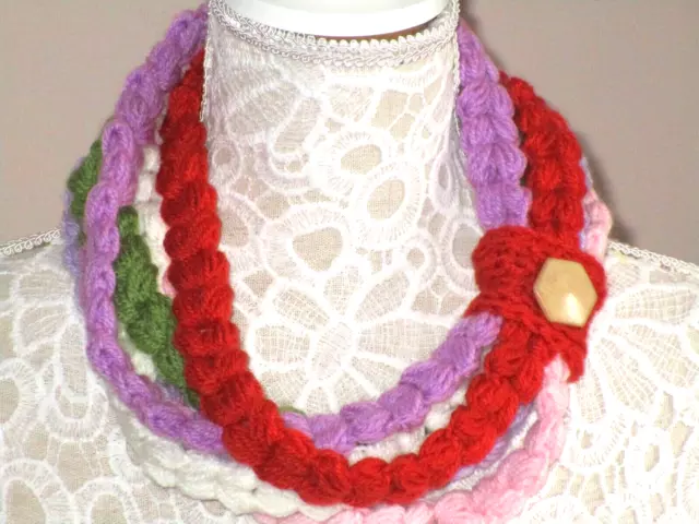 Hand Crochet Fancy Necklace Scarf Loop Cowl Snood Accessory Bohemian Gift