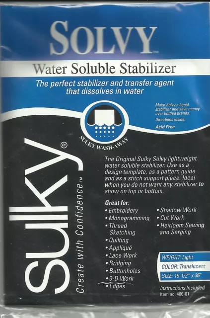 Sulky Paper Solvy Water-Soluble Stabilizer 12/Pkg-8.5X11