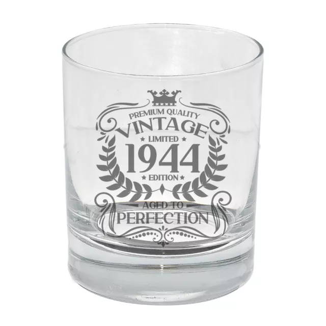 Personalised 80th Engraved Whisky Whiskey Glass 1944 Vintage Birthday Gift 80yrs