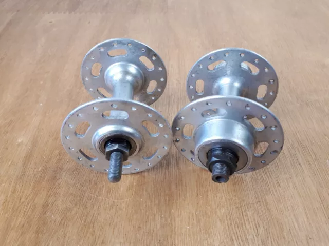 2x Moyeux aluminium Normandy 1970s France 34,7x1 vélo vintage hubs old bicycle 3