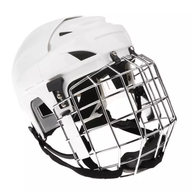 Adjustable Ice Hockey Helmet & Face Mask Combo for Men & Women White L