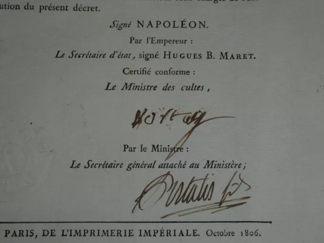 Joseph-Marie Portalis - Imprimé signé du ministère des cultes de Napoléon - 1806 3
