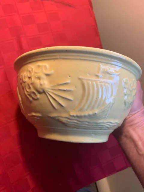 Vintage Robinson Ransbottom Pottery Zephyrus Northwind Ship Mixing Bowl YELLOW