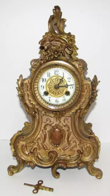 Antique Waterbury Fancy Highly Decorated Mantel Clock 8-Day, Time/Strike