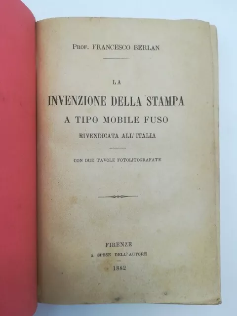 Berlan, La invenzione della stampa a tipo mobile fuso rivendicata all'Italia