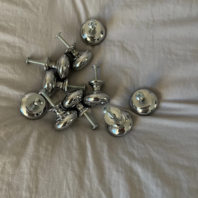 Lot of 10 1-Inch Chrome Mushroom Cabinet Knob w/ Screws