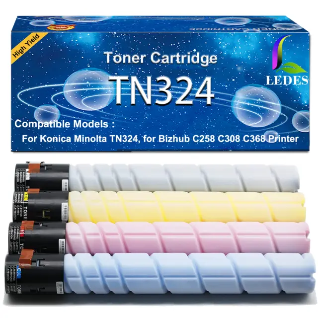 TN324 CYMK Set Compatible Konica Minolta Toner Cartridge C368 Bizhub C258 C308