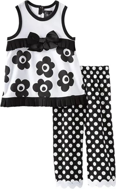 Mud Pie Baby Girls 2-Piece Ruffle Dress & Bell Bottoms Pants Set 0-6 Months