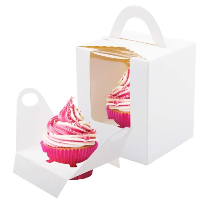 50 pezzi box cupcake singoli bianchi supporti cupcake individuali con B2Y1