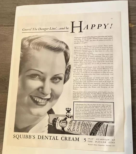 Vintage 1933 SQUIBB’S Dental Cream Magazine Print Ad + Bonus Spencer Corsets Ad