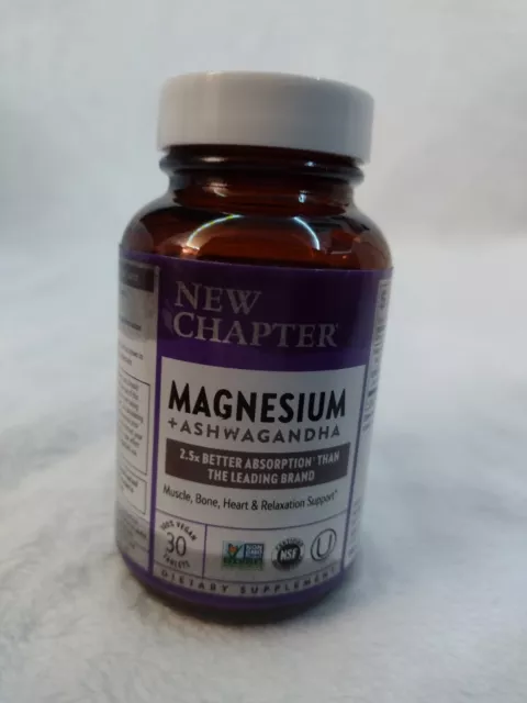 New Chapter Magnesium & Ashwagandha 30 Tabs Exp 11/2024