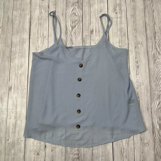 Shein Womens Maternity Vest Top Blue Uk M Sleeveless Lightweight Strappy Button