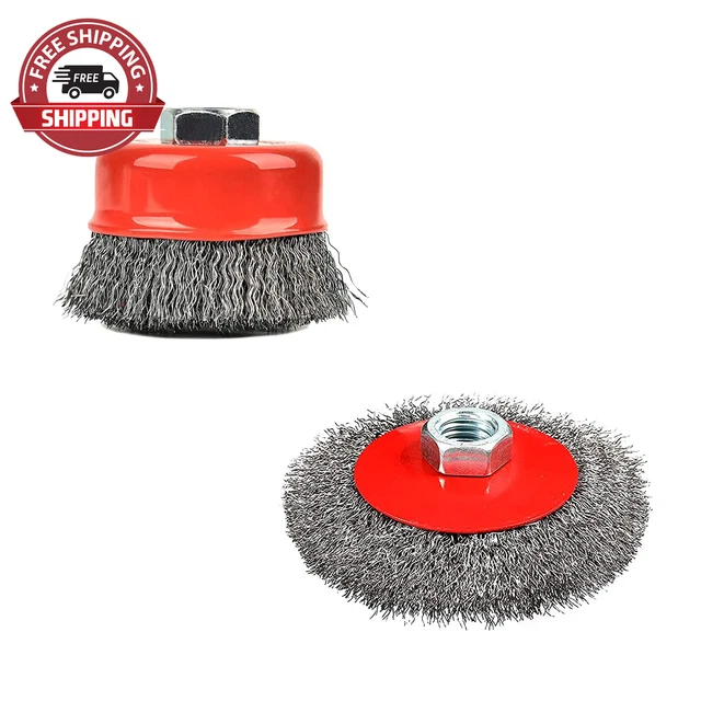 2 Pack Wire Brush for 4-1/2 Inch Angle Grinder, 5/8''-11 UNC Threaded Arbor, 0.0