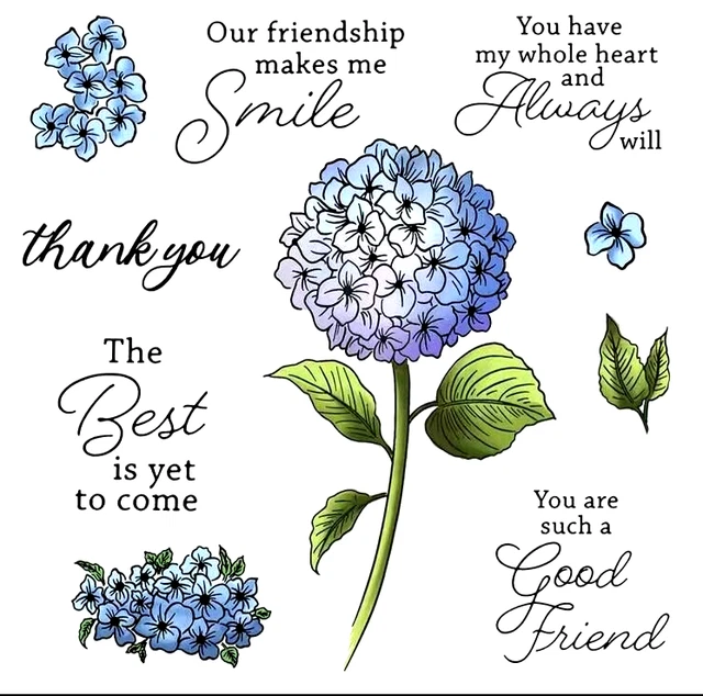Hydrangea Flower Sentiment  New Silicon Transparent Stamp Seal Card Making