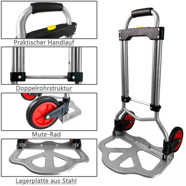 Sackkarre Transportkarre Stapelkarre 80kg Klappbar Klappwagen Höhenverstellbar^3