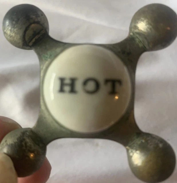 Antique brass hot water faucet handle