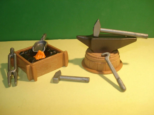Lot De Pièces Détachées Playmobil - Enclume, Outils De Forgeron - Réf. 3125, 3286, Etc.