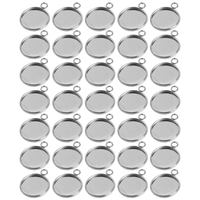 50Pcs Runde Blank Hängende Behälter Silber Halloween Schmuck