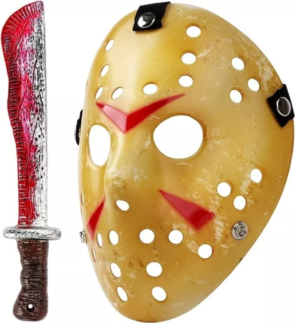 Deluxe Jason Costume MACHETE KNIFE + HOCKEY MASK FRIDAY THE 13TH HALLOWEEN Movie