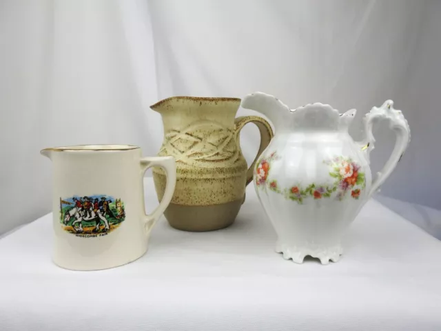 Vintage Retro Jugs Bundle x3 Widecombe Fair - Floral - Studio Pottery