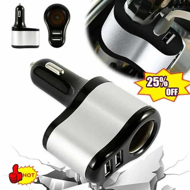 Car 2 Way Cigarette Lighter Power Socket Charger Adapter Dual USB Port Twin
