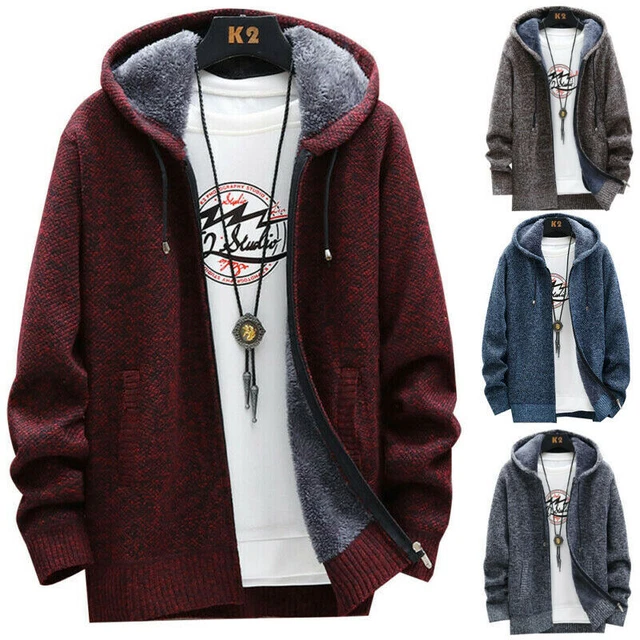 Men Thick Warm Fleece Lined Hoodie Winter Coat Jacket Sweatshirt Outerwear Tops