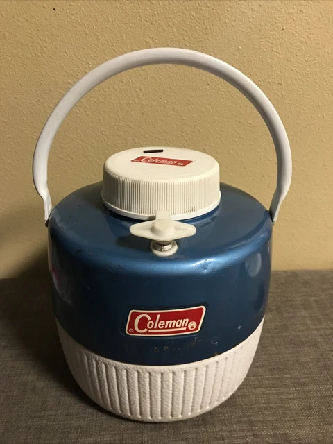 Vintage Coleman Ice Blue 1 Gallon Water Cooler Jug W/ Cup