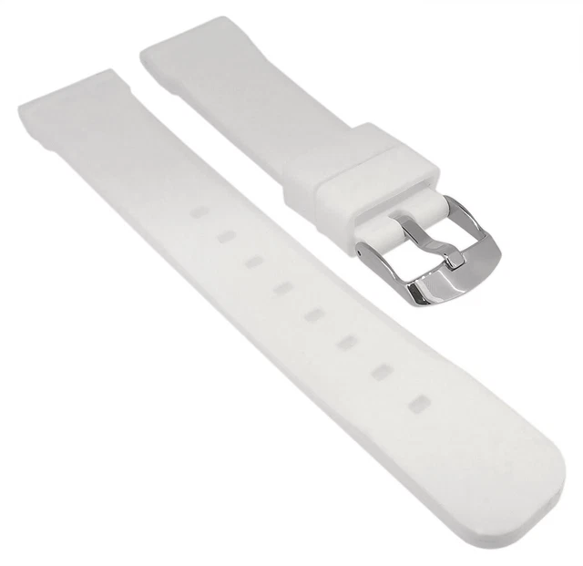 Bracelet Montre Silicone 20 Mm Blanc - Boucle Argentée - Bord Arrondi - Modèle L835 - Neuf Sans étiquette