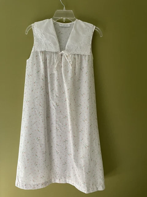 Vintage Komar Cotton Blend Sleeveless Nightgown Small Midi Length