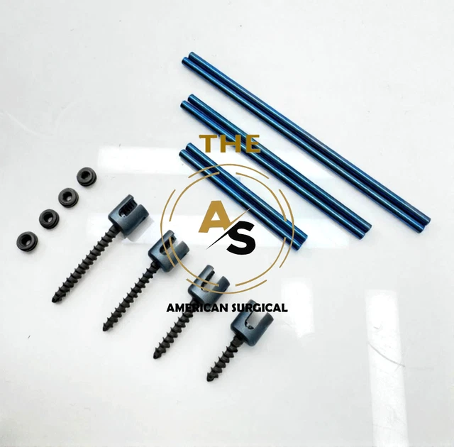 SPINAL PEDICLE SCREW Fixation System Polyaxial & Monoaxial Screws 3.5mm ...