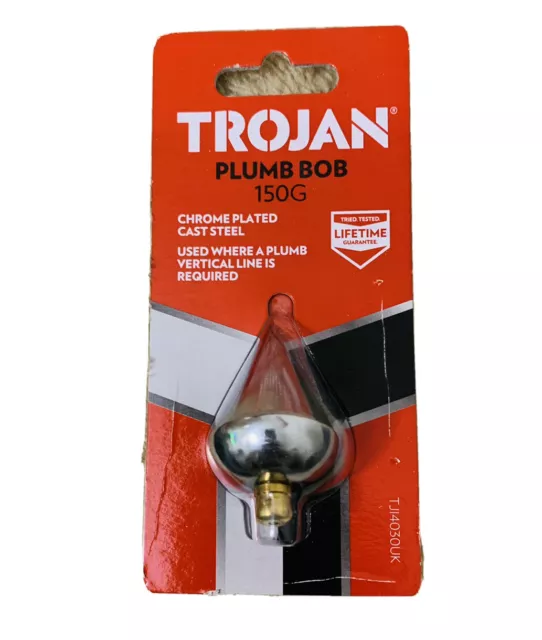 New Trojan 150G Plumb Bob Builder Chrome Plated Plumbbob -Free Post Uk