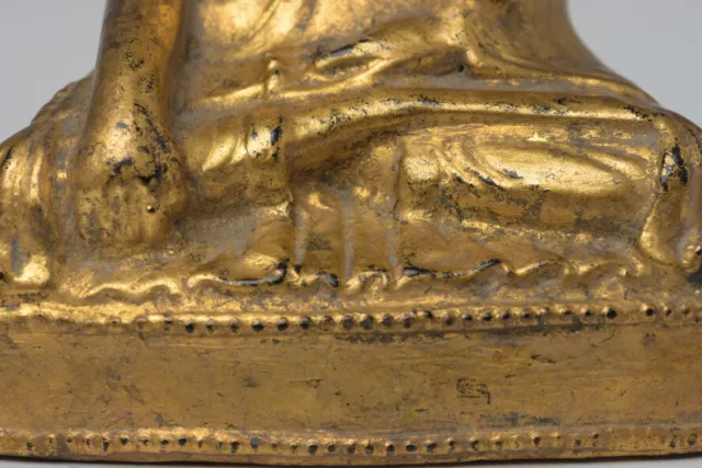 19th Century, Mandalay, Antique Burmese Wooden Seated Lotus Buddha 5