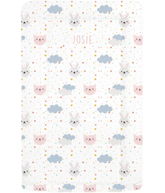 Cat and Rabbit Design - Nursery Grade Baby Changing Mat - Can Be Personalised