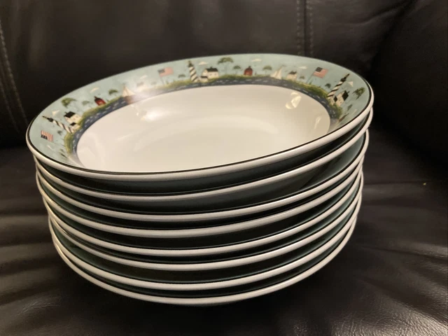 Sakura WARREN KIMBLE COASTAL BREEZE  Soup/Cereal Bowls - 8 Lighthouse Sailboat